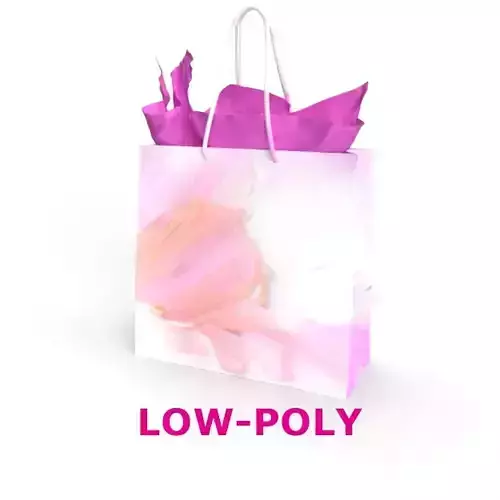 3D Low-Poly Rose Shopping Bag with Wrapping Paper