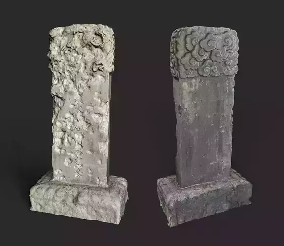 3d Korean style Gravestone High poly mesh