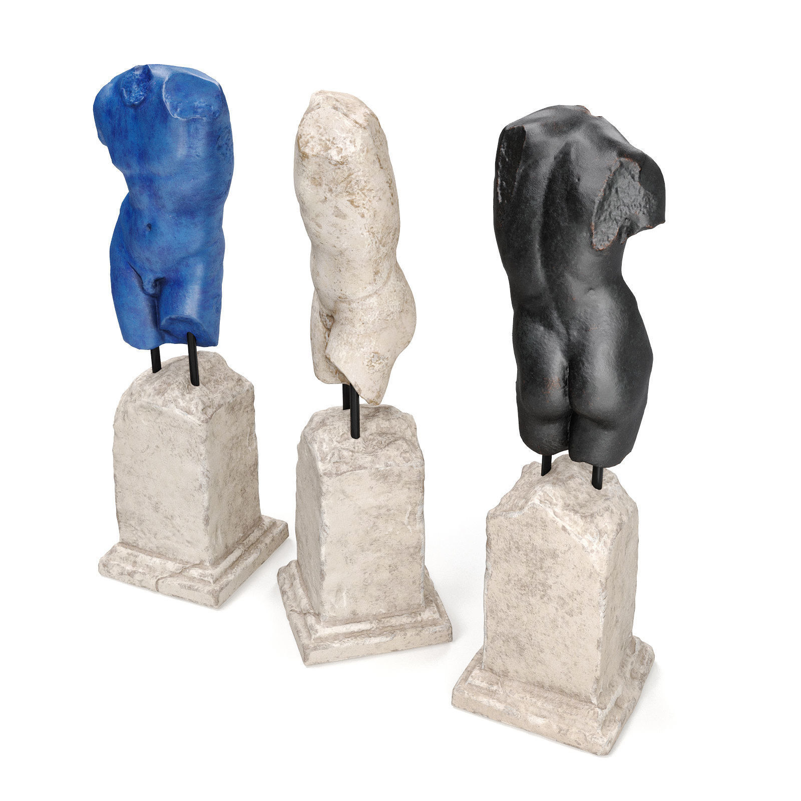 Eros torso pedestal 3D model_4