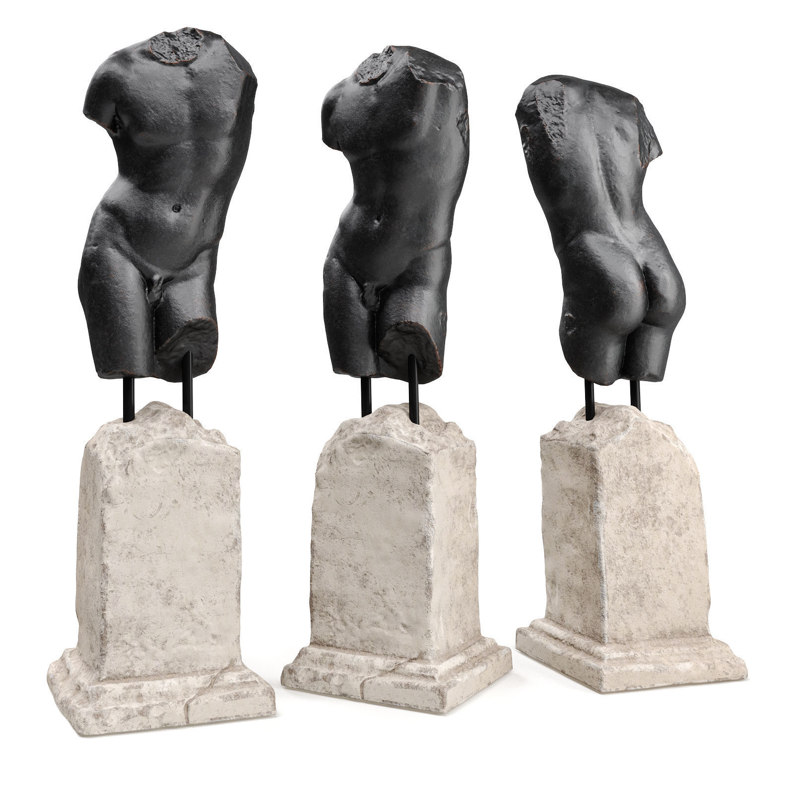 Eros torso pedestal 3D model_2