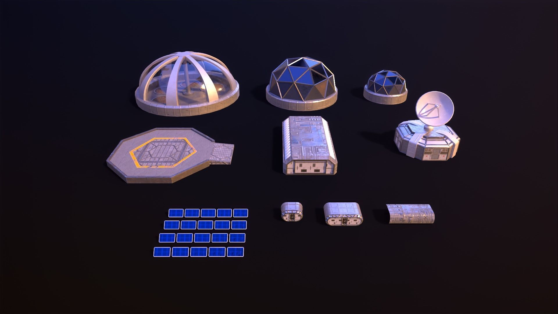 Lunar Base Low-poly 3D model_2