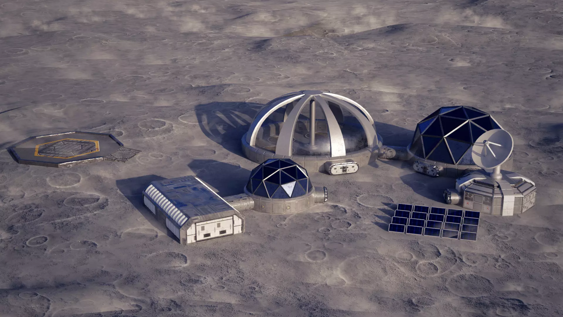 Lunar Base Low-poly 3D model_0