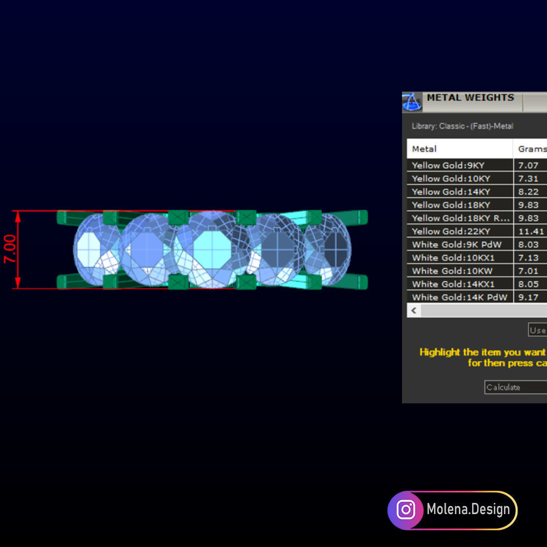 5 gems beriliant cut ring 3D print model_4