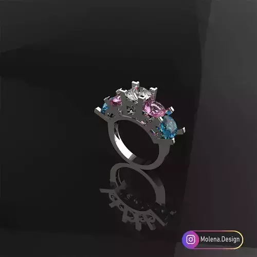 5 gems beriliant cut ring