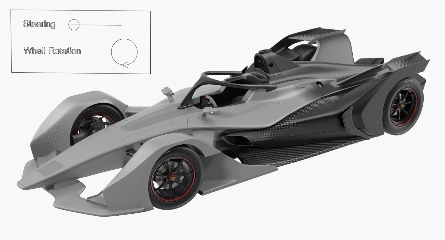 Formula E Car Generic Rigged 3D model_19