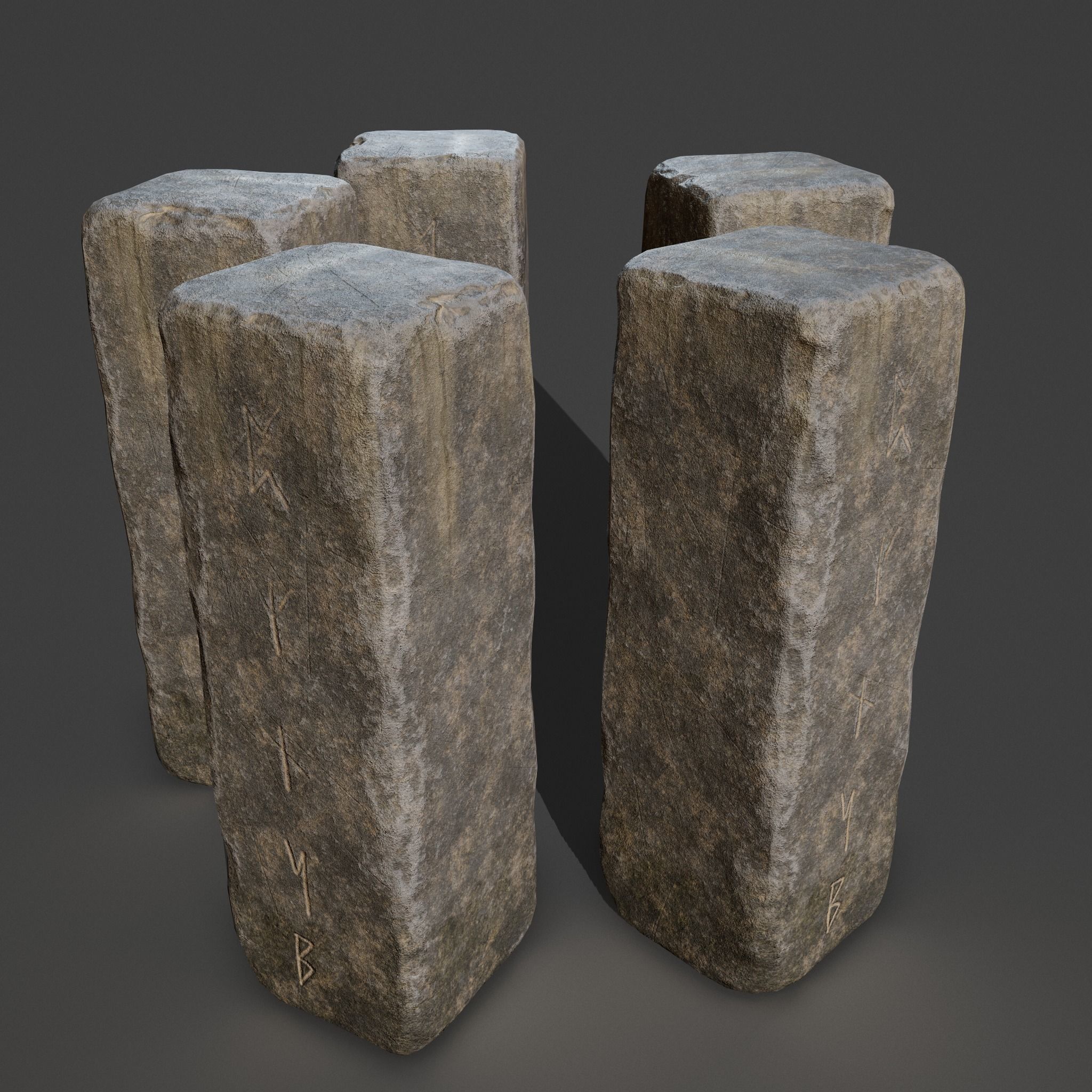 Rock Monolith Low-poly 3D model_7