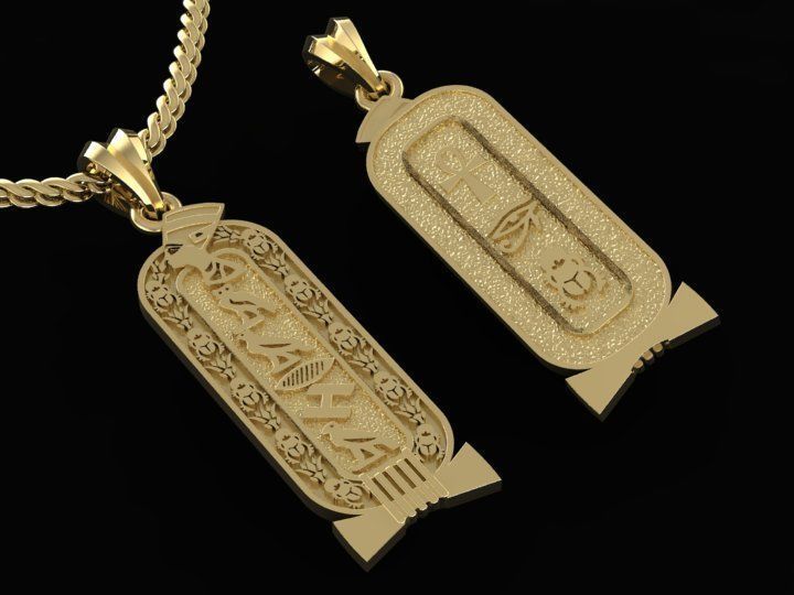 double-sided pendant with Egyptian symbols 3D print model_4