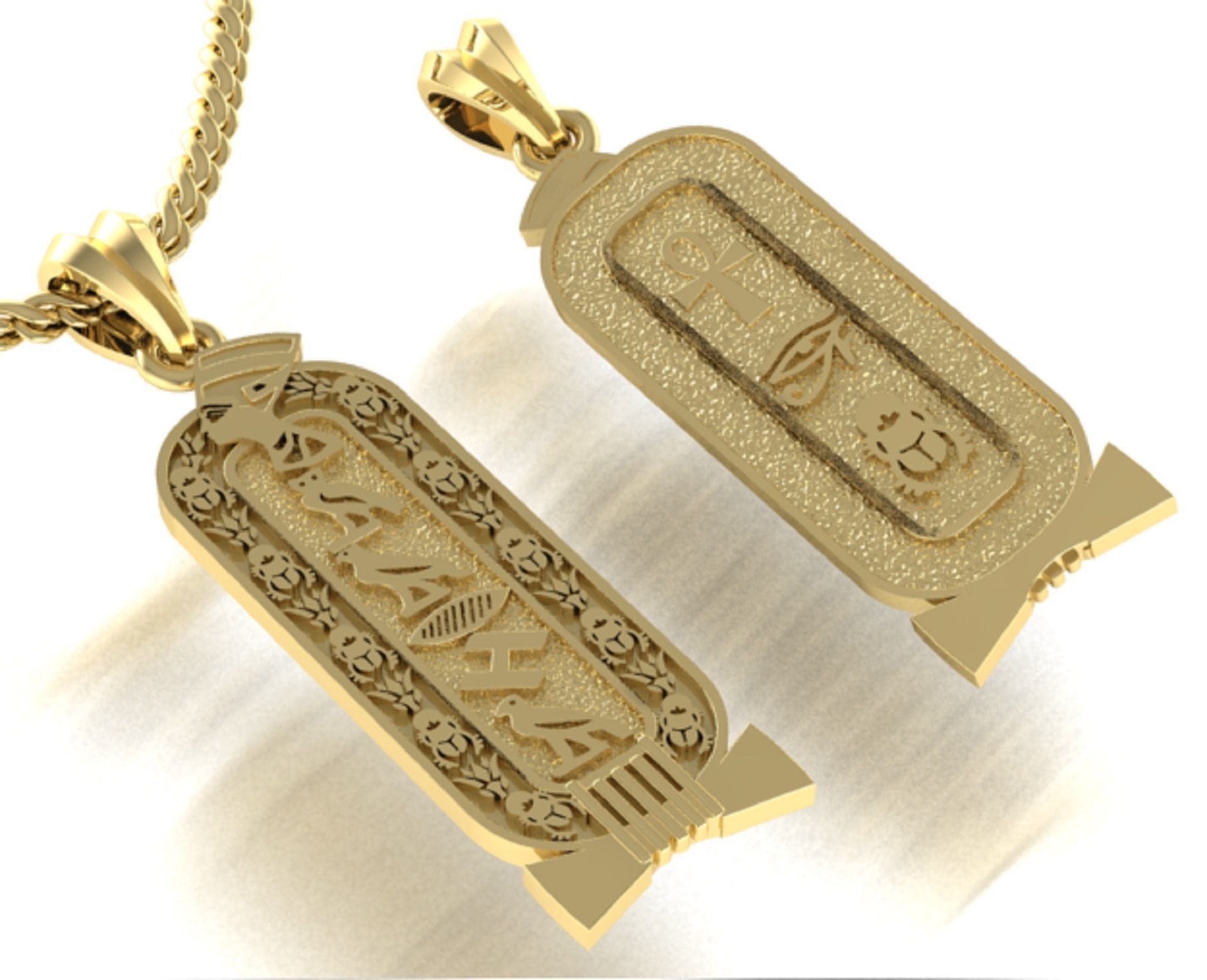 double-sided pendant with Egyptian symbols 3D print model_1