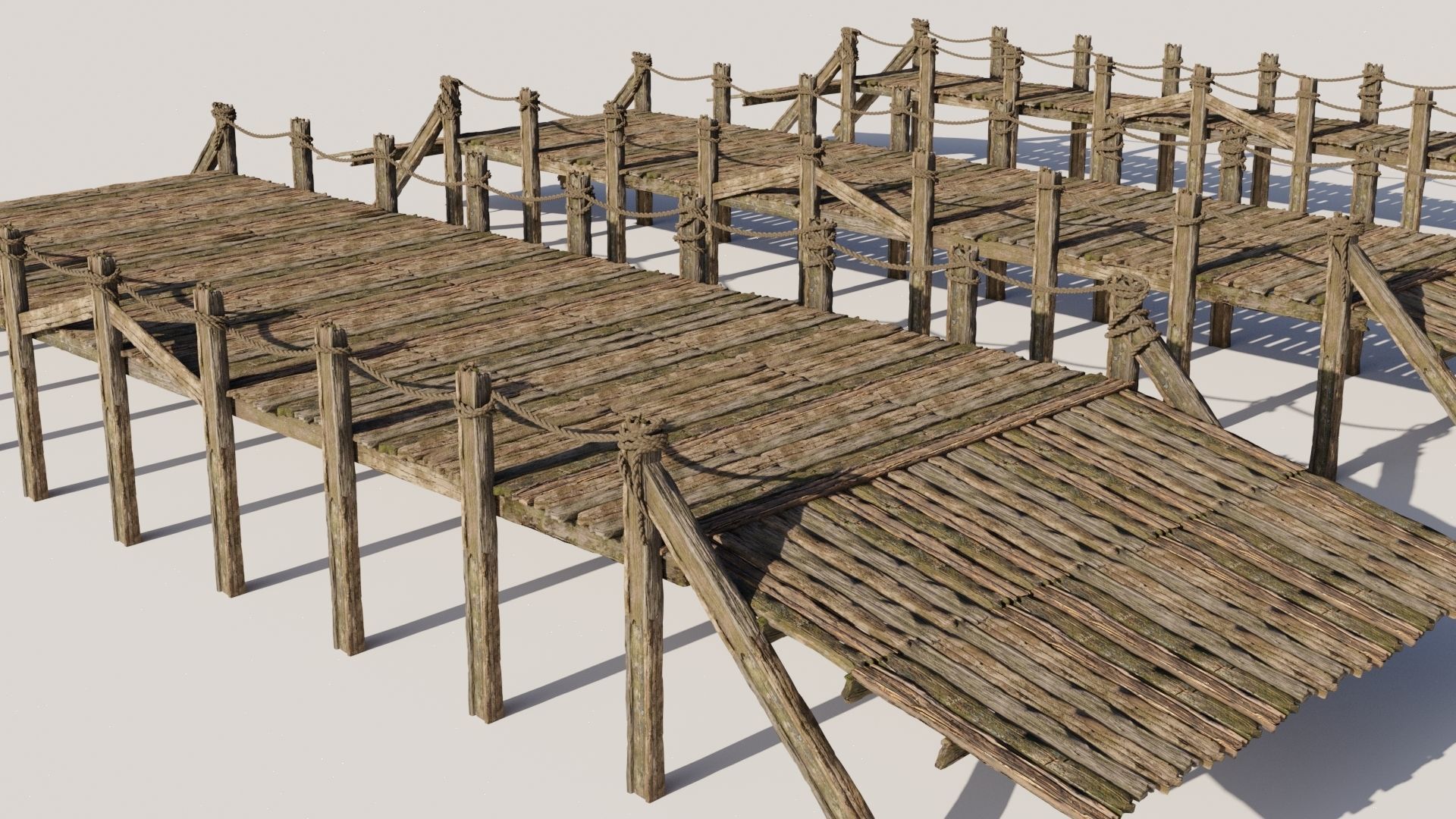 Wooden Bridge 3D model_5