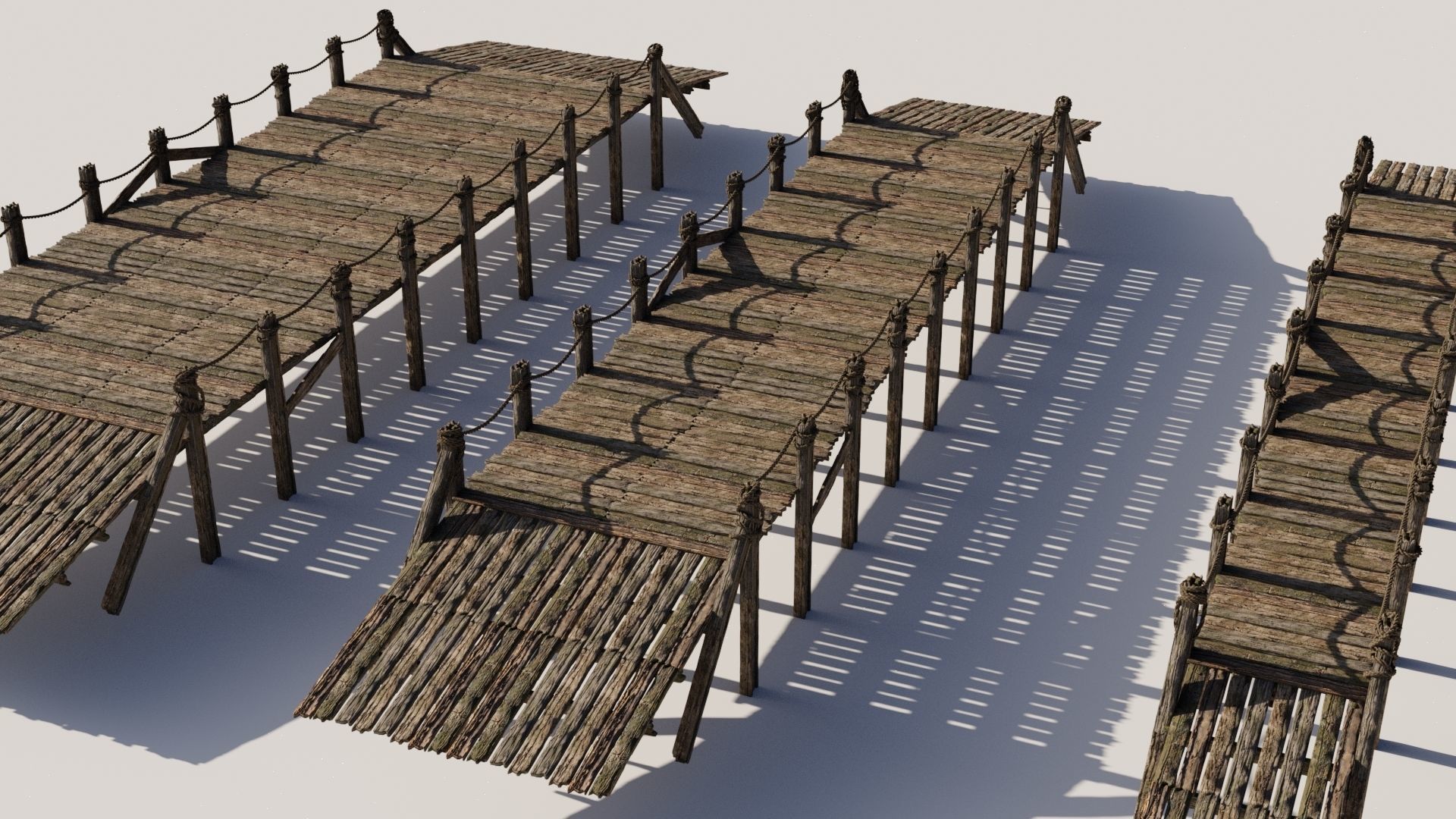 Wooden Bridge 3D model_7