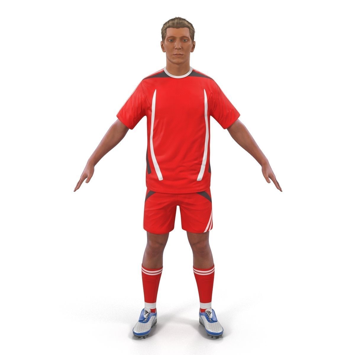 Soccer Player Generic Rigged 2 for Cinema 4D 3D model_3