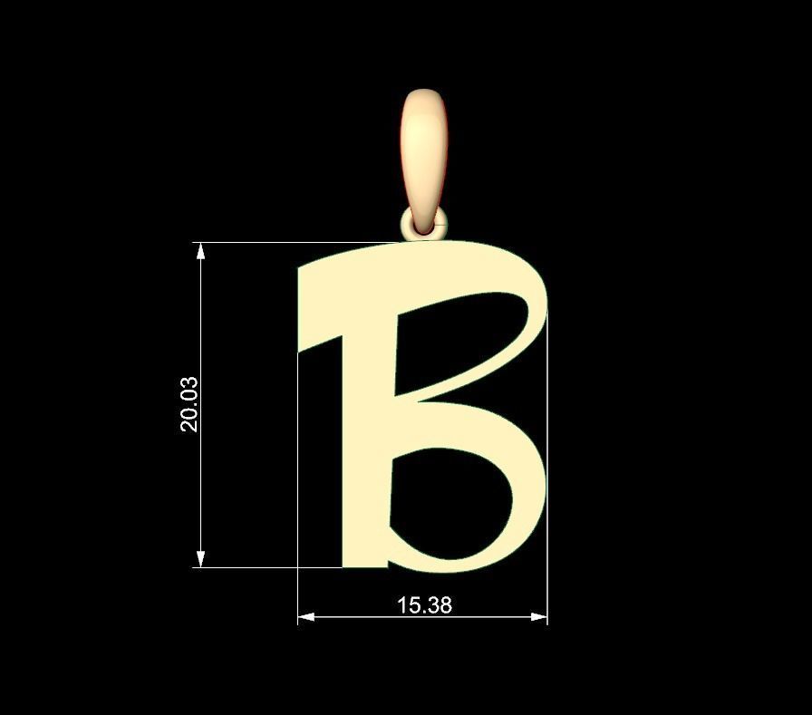 Initial Letters Pendant Mollie Rocky B 3D print model_4