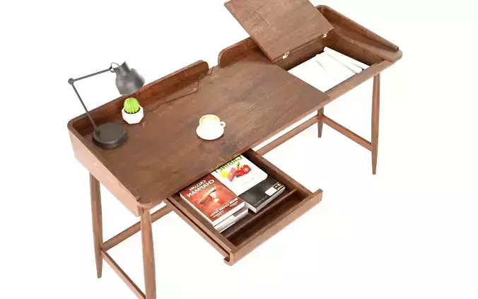 Desk set 3d model wood