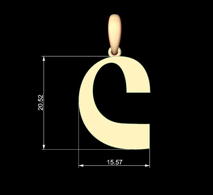 Initial Letters Pendant Mollie Rocky C 3D print model_4