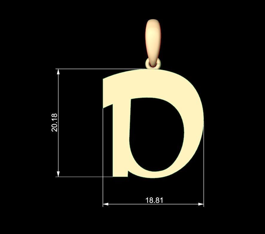 Initial Letters Pendant Mollie Rocky D 3D print model_4