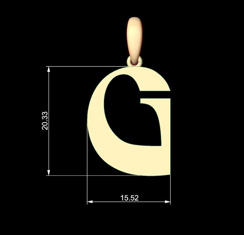 Initial Letters Pendant Mollie Rocky G 3D print model_4