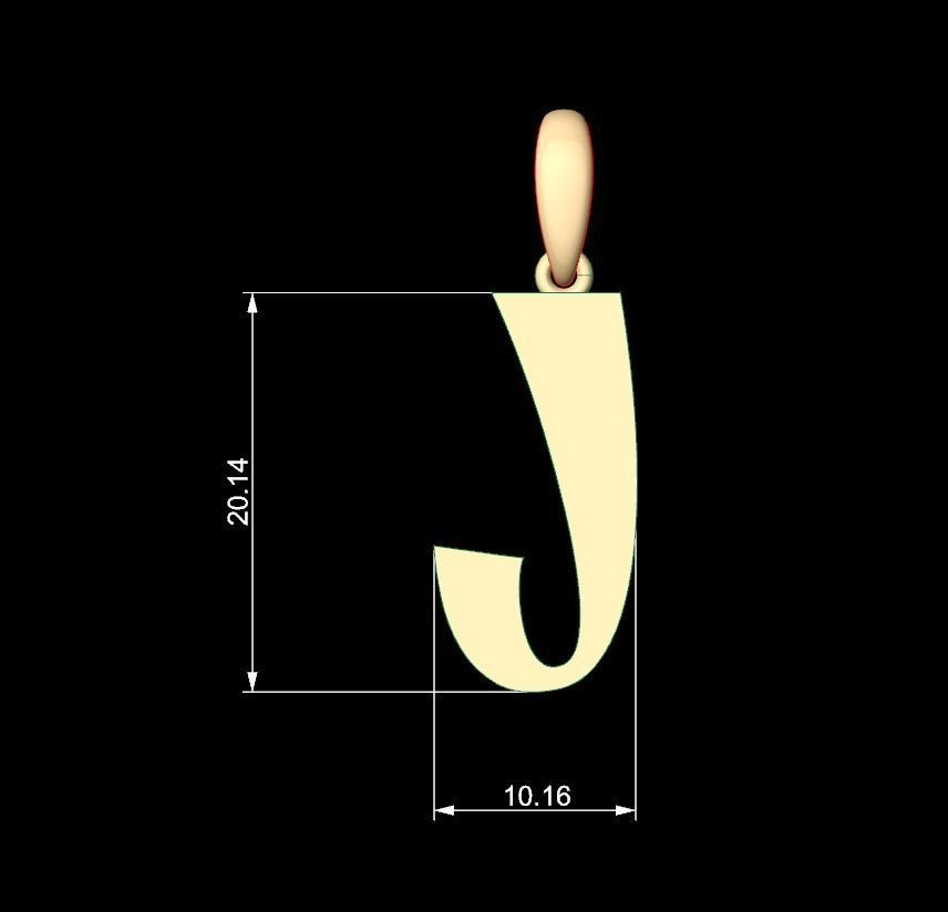 Initial Letters Pendant Mollie Rocky J 3D print model_4