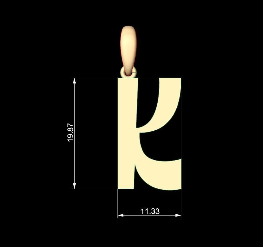 Initial Letters Pendant Mollie Rocky K 3D print model_4