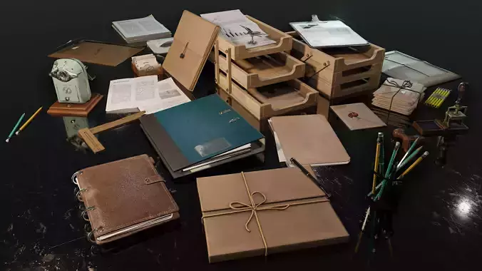Stationery office supplies - office supplies 3D Model Collection
