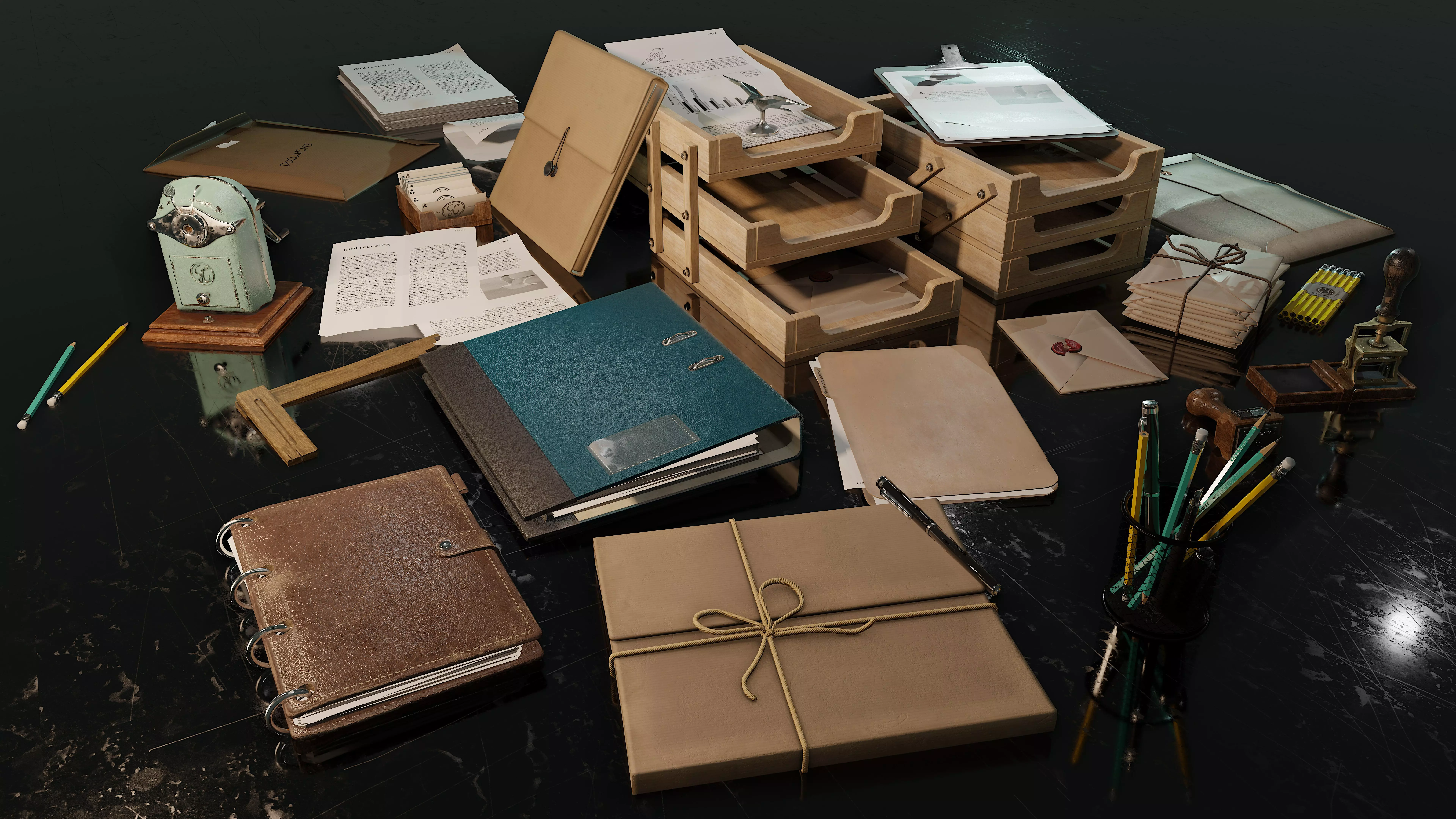 Stationery office supplies - office supplies 3D Model Collection_0