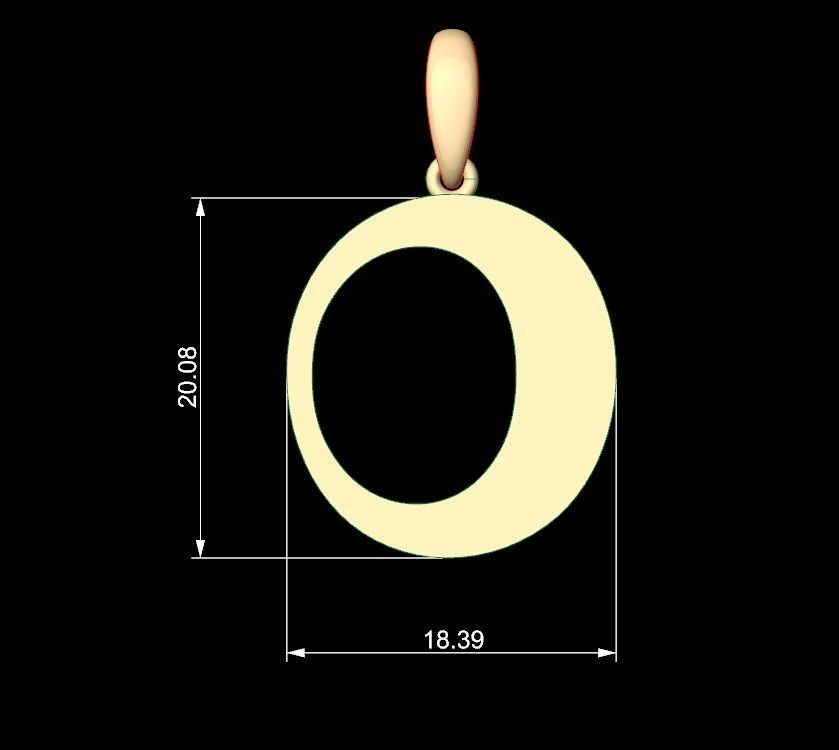 Initial Letters Pendant Mollie Rocky O 3D print model_4