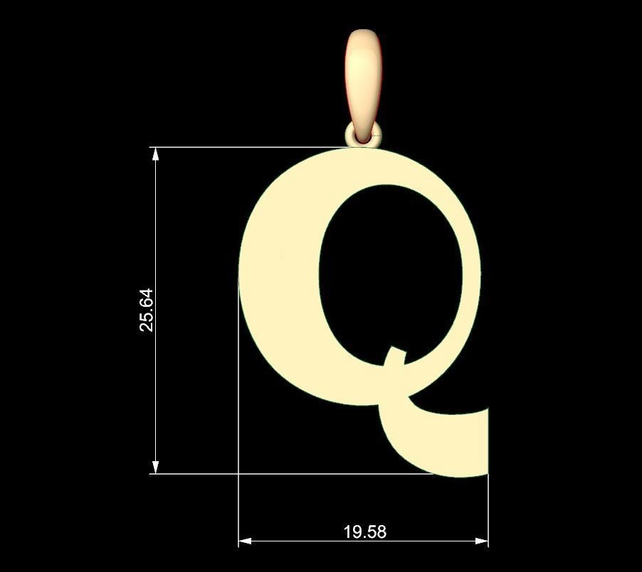 Initial Letters Pendant Mollie Rocky Q 3D print model_4
