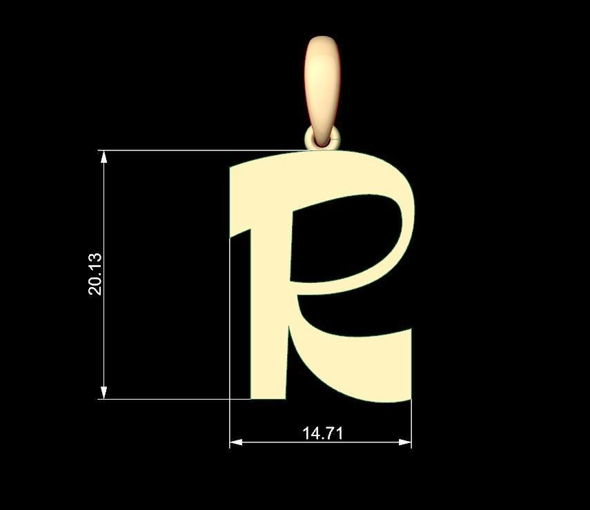 Initial Letters Pendant Mollie Rocky R 3D print model_4