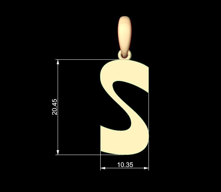 Initial Letters Pendant Mollie Rocky S 3D print model_4