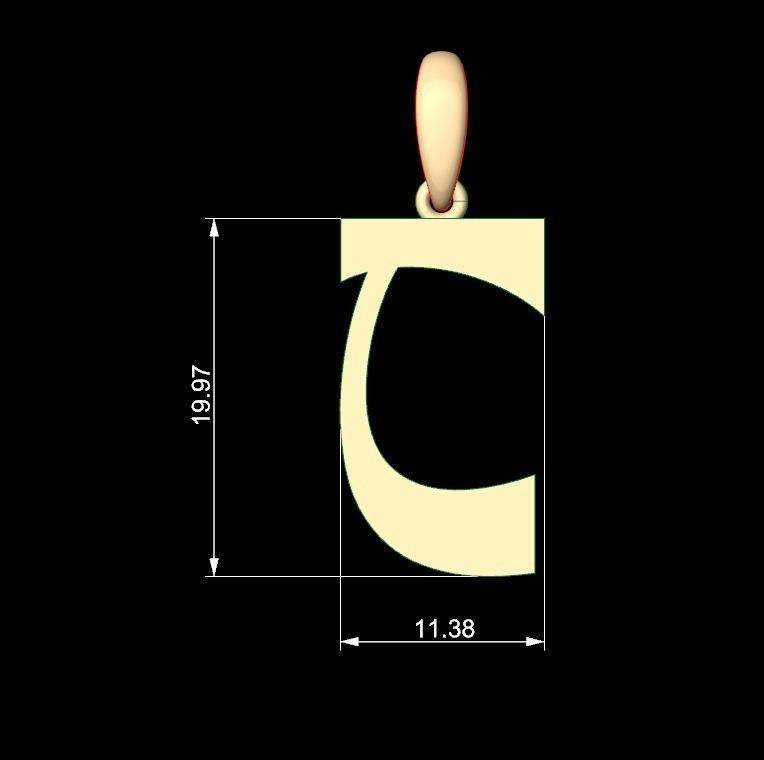 Initial Letters Pendant Mollie Rocky T 3D print model_5