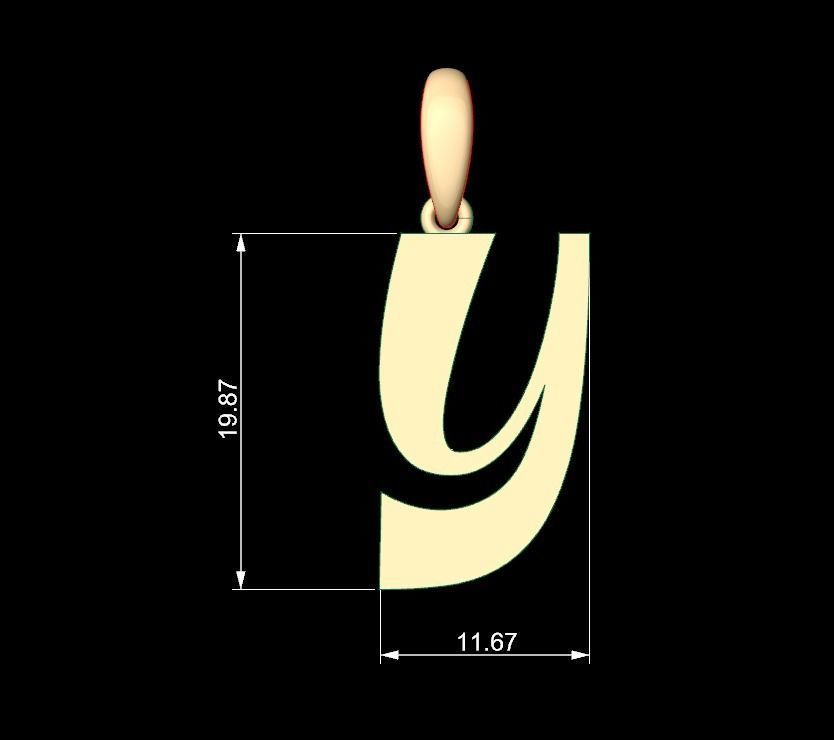 Initial Letters Pendant Mollie Rocky Y 3D print model_4