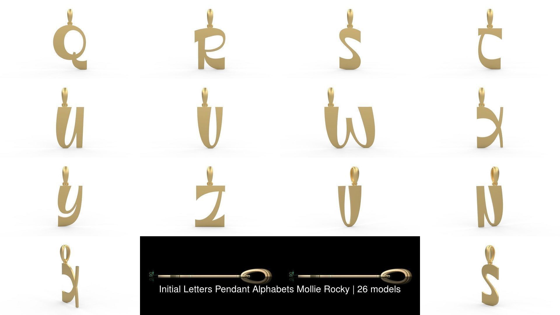 Initial Letters Pendant Alphabets Mollie Rocky 3D Model Collection_2