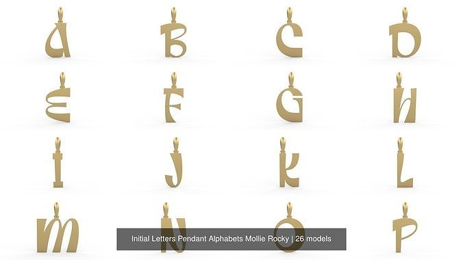 Initial Letters Pendant Alphabets Mollie Rocky 3D Model Collection