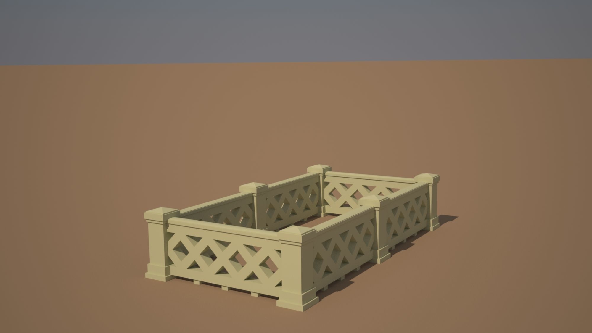 Railing 3d model with texture materials stone balaster railing Low-poly 3D model_12