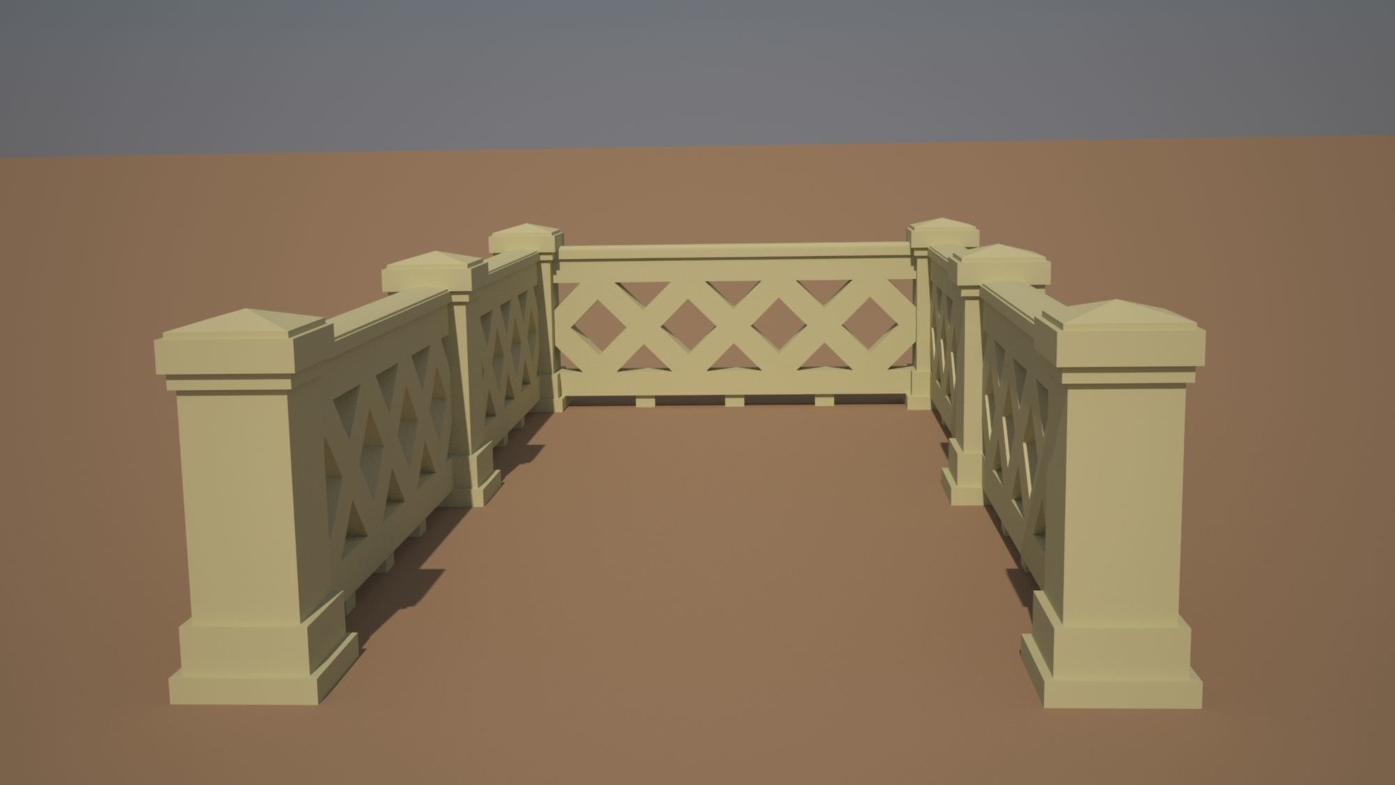 Railing 3d model with texture materials stone balaster railing Low-poly 3D model_13