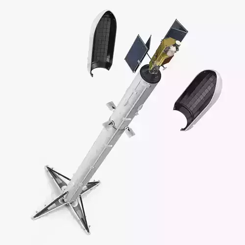 Space Cargo Rocket with Satellite Rigged