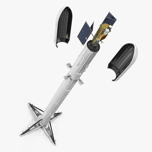 Space Cargo Rocket with Satellite Rigged 3D model