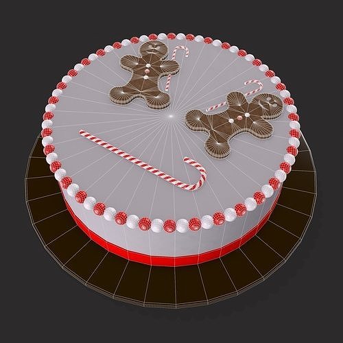 Ginger Bread Man Cake Low-poly 3D model 6