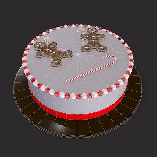 Ginger Bread Man Cake Low-poly 3D model 2