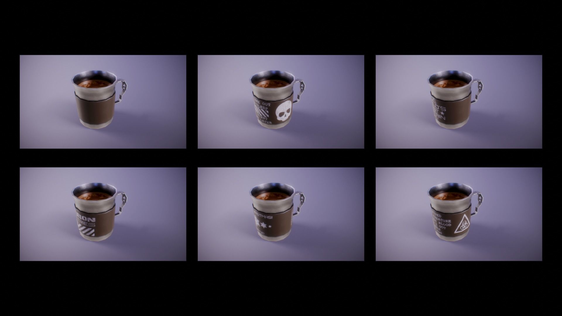 PBR Sci-Fi Coffee Mug Collection Low-poly 3D model_2