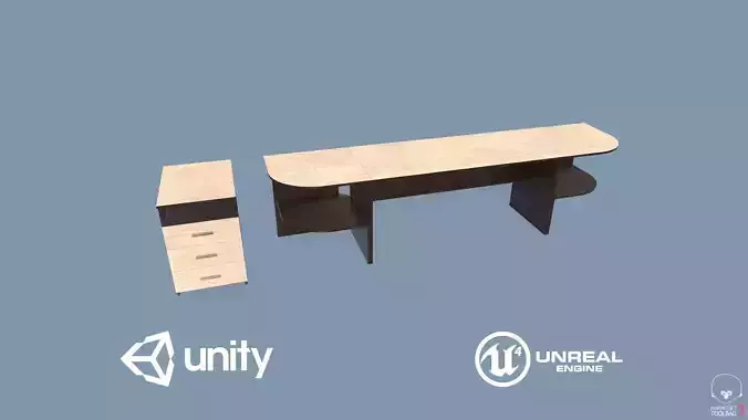 Office Desk Low-poly 3D model