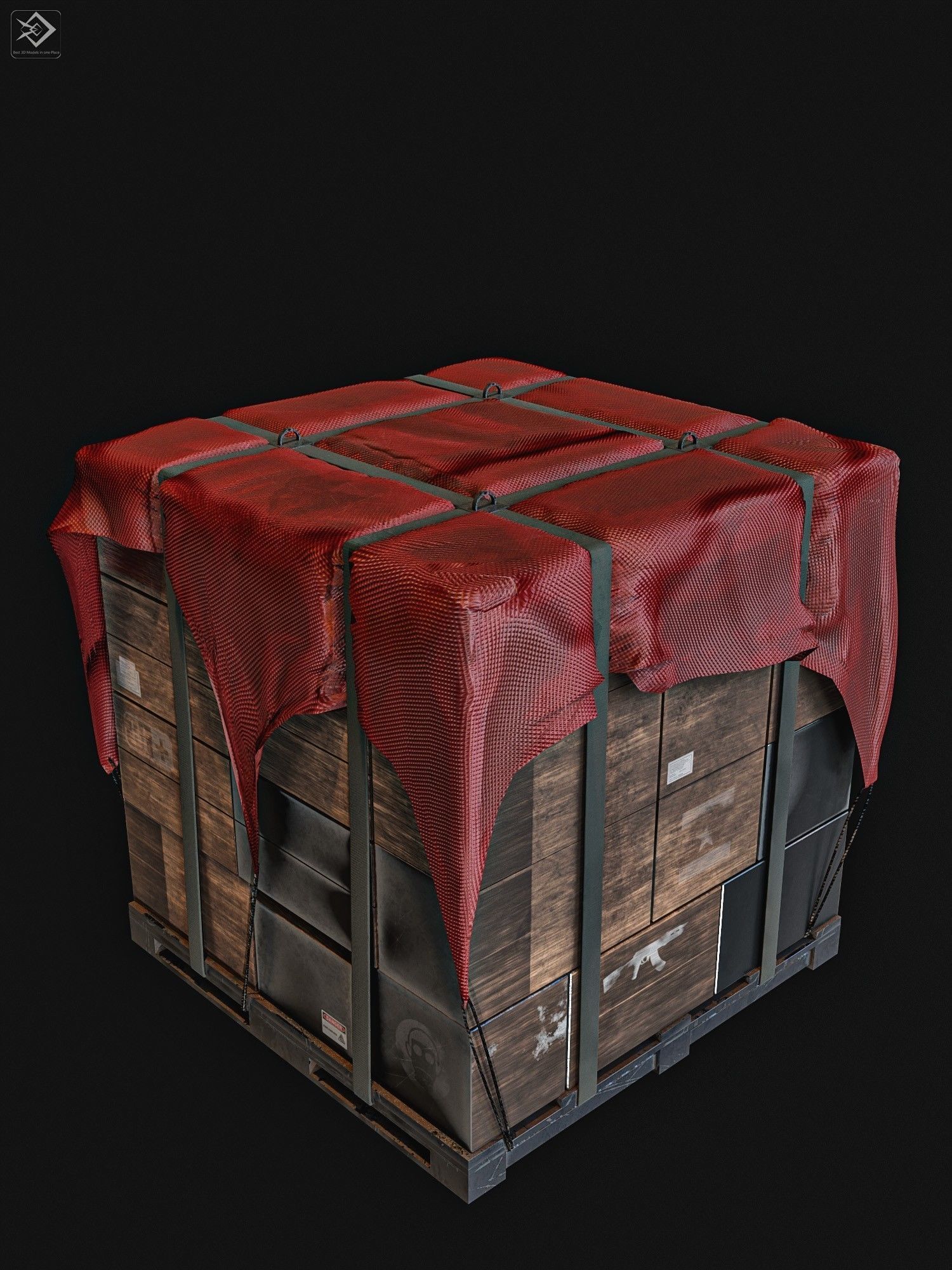 Airdrop Military Low-poly 3D model_7