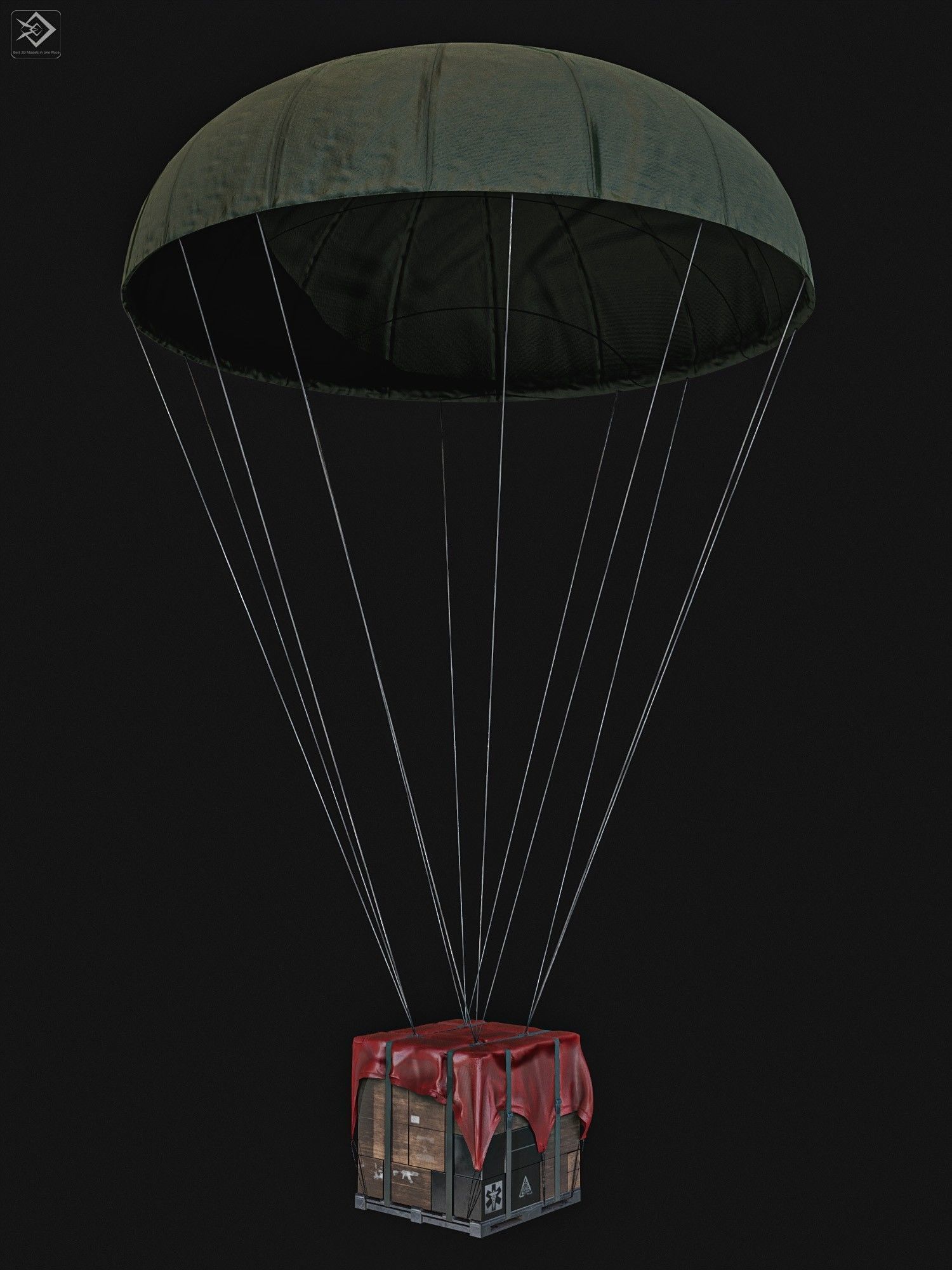 Airdrop Military Low-poly 3D model_6