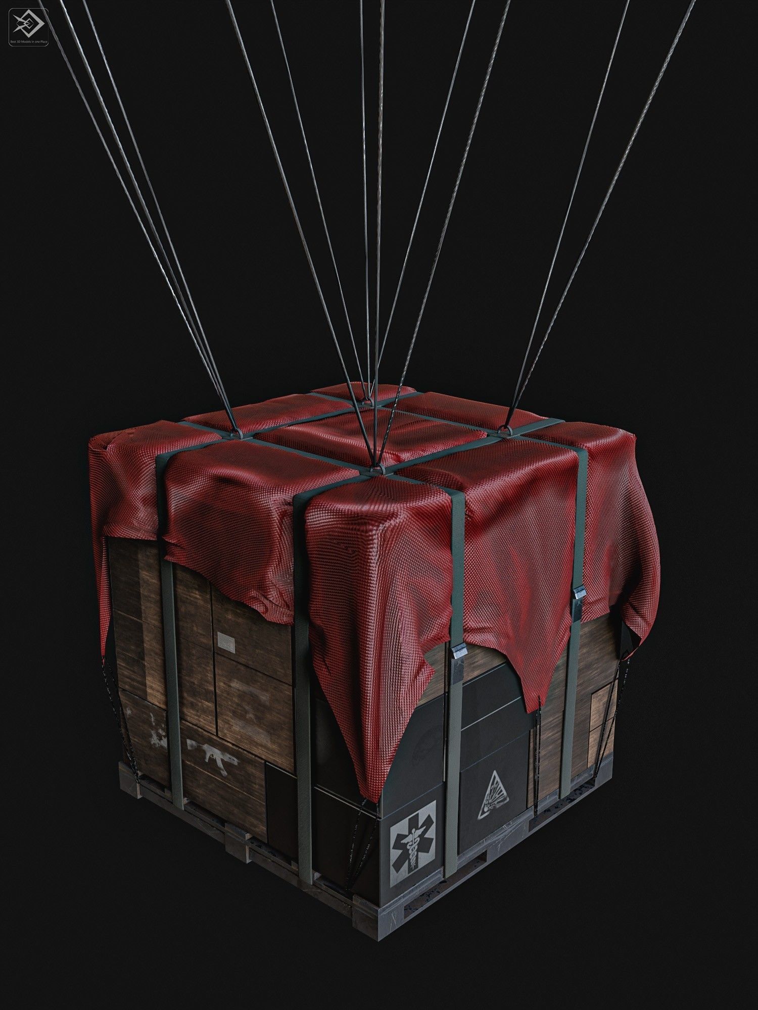 Airdrop Military Low-poly 3D model_4