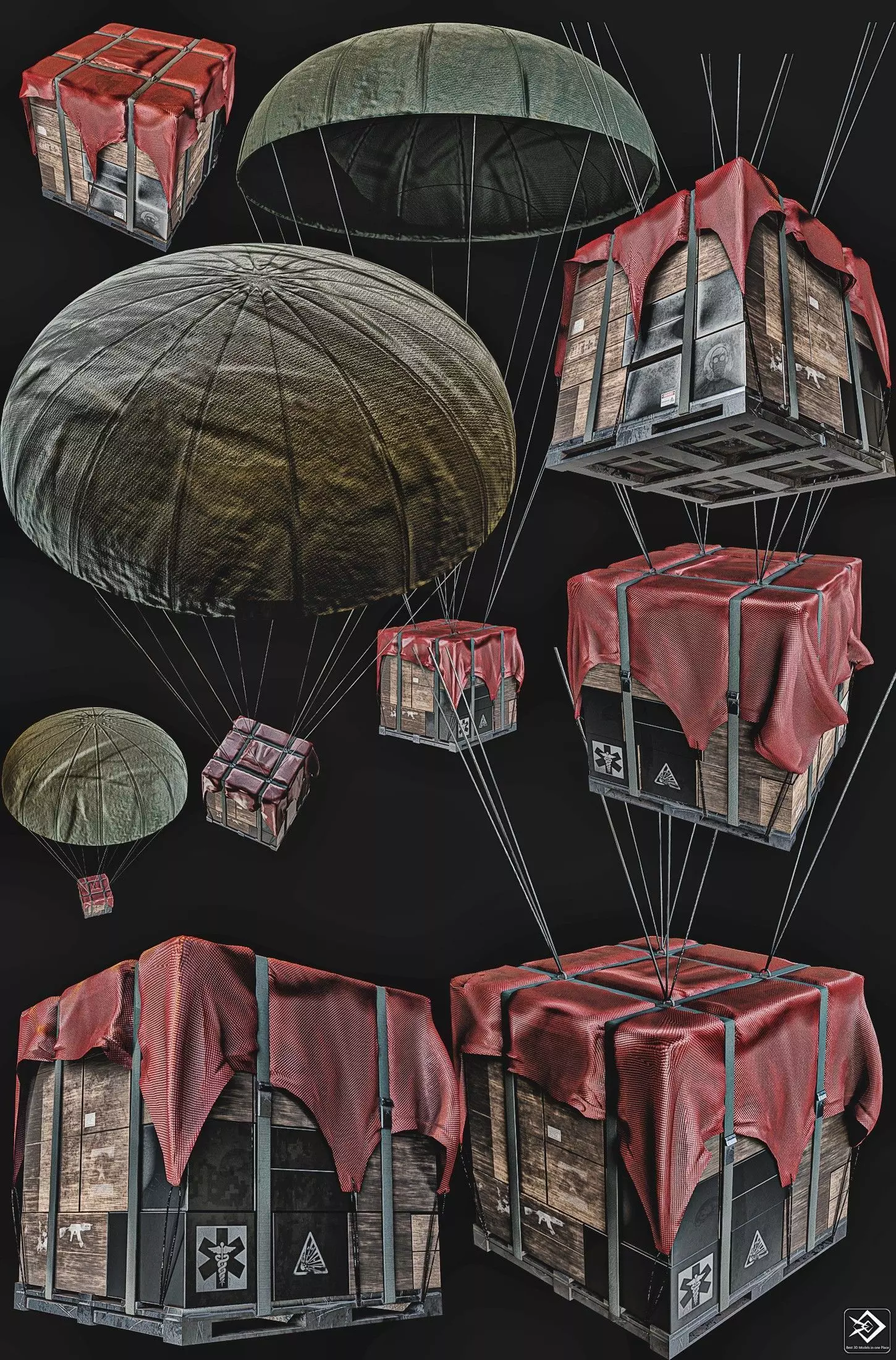Airdrop Military Low-poly 3D model_0