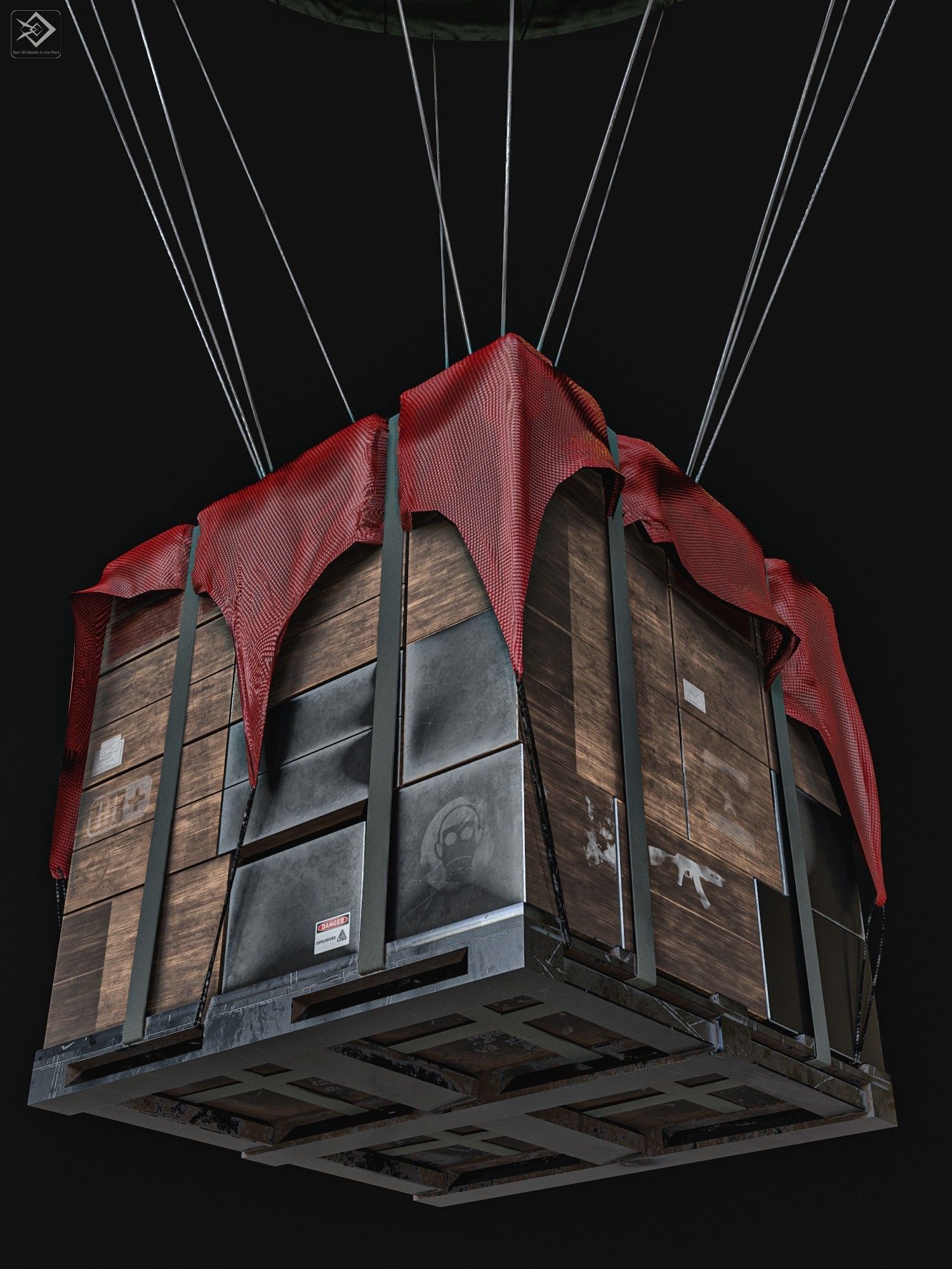 Airdrop Military Low-poly 3D model_11