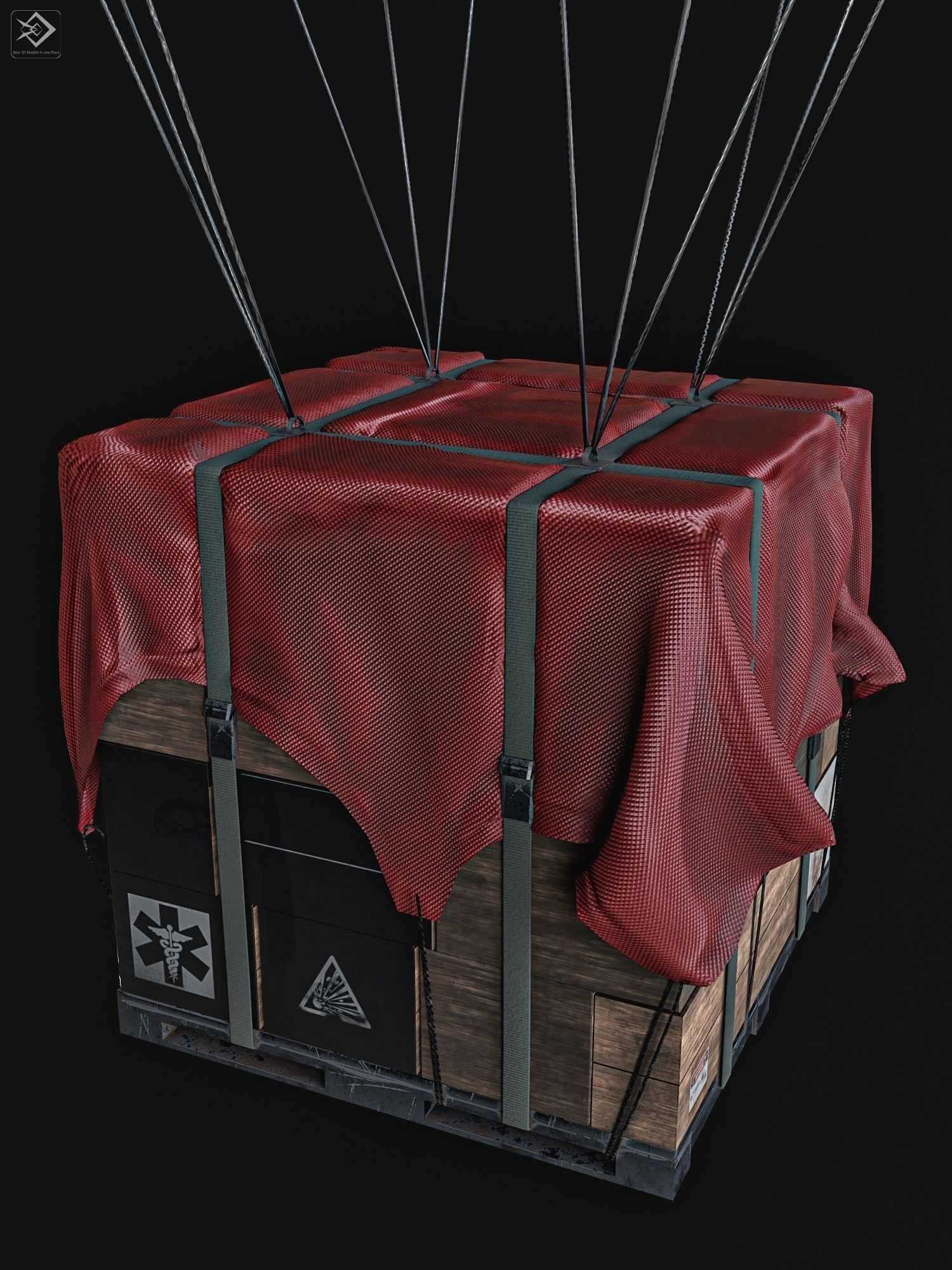 Airdrop Military Low-poly 3D model_10