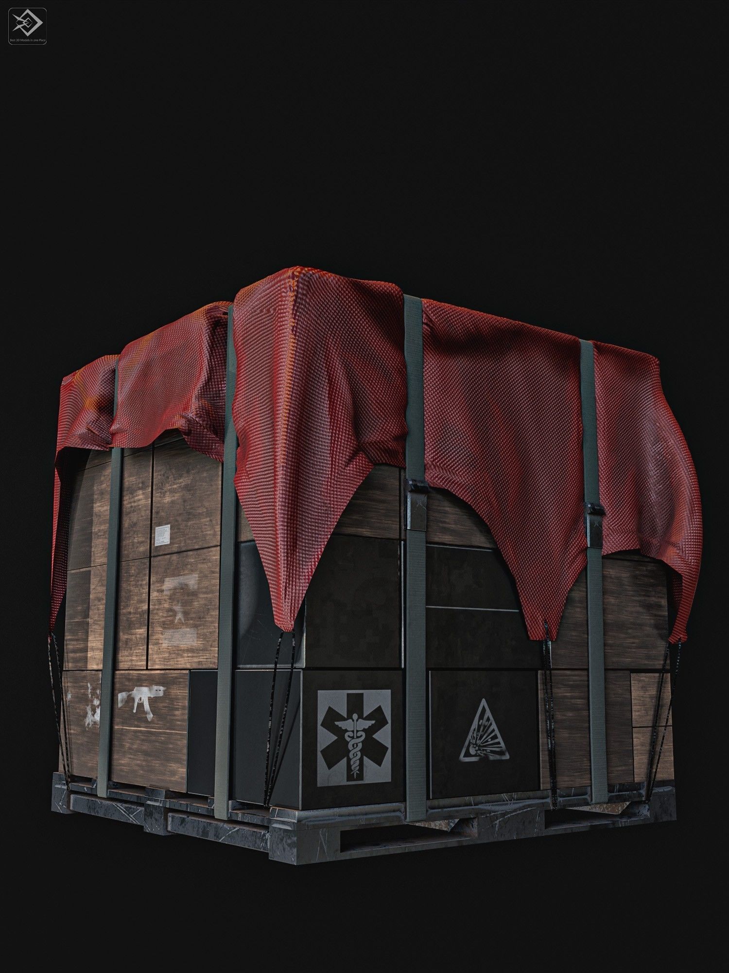 Airdrop Military Low-poly 3D model_1