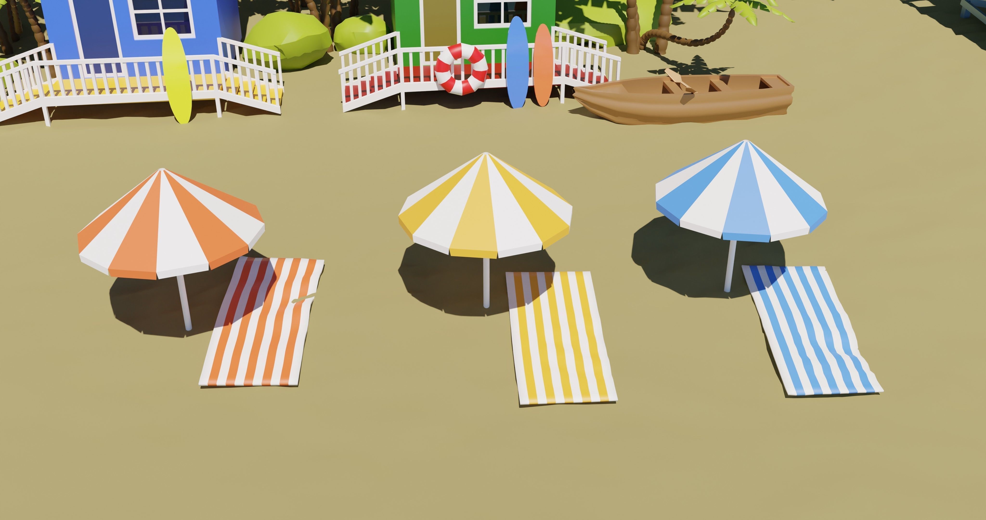 Tropical Beach Environment stylized asset low poly Low-poly 3D model_8