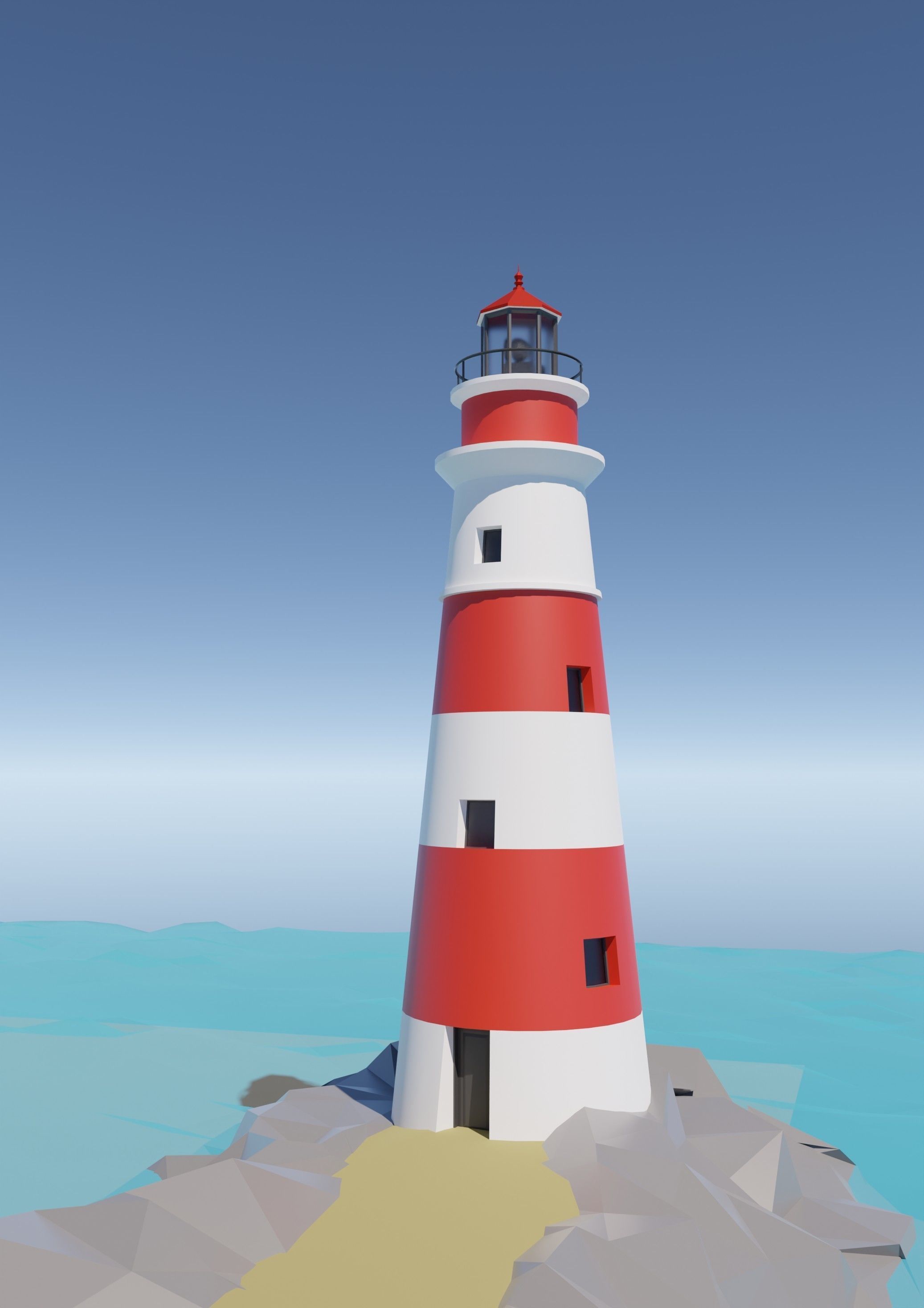 Tropical Beach Environment stylized asset low poly Low-poly 3D model_7