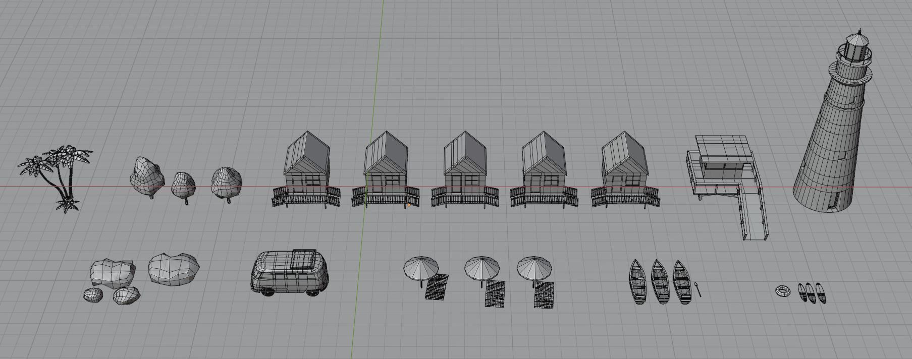 Tropical Beach Environment stylized asset low poly Low-poly 3D model_6